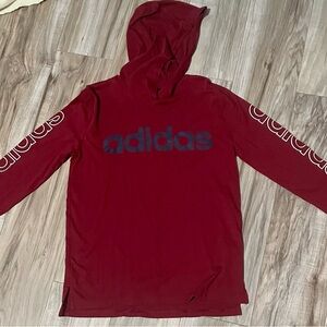 Youth Adidas Maroon Long Sleeve T-Shirt Hoodie (M: 10/12)